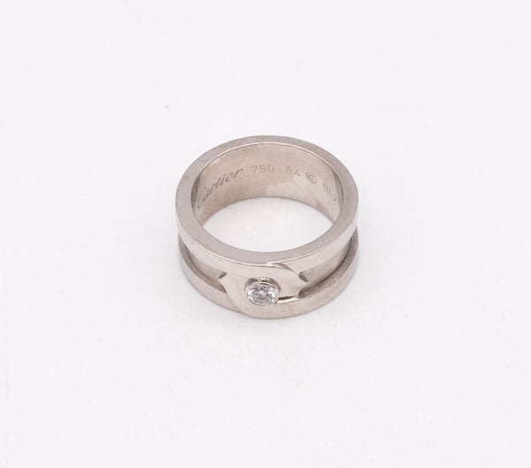 Cartier Paris C 2 Ring In 18Kt White Gold With One VVS Round Diamond