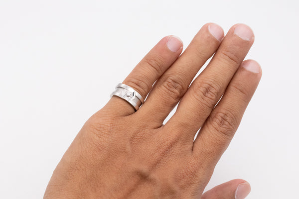 Cartier Paris C 2 Ring In 18Kt White Gold With One VVS Round Diamond