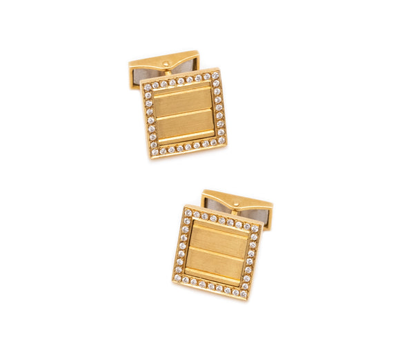 Maison Gerard 1970 Paris 18Kt Yellow Gold Cufflinks With 1.28 Cts Of VS Diamonds