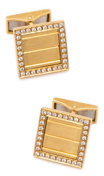 Maison Gerard 1970 Paris 18Kt Yellow Gold Cufflinks With 1.28 Cts Of VS Diamonds