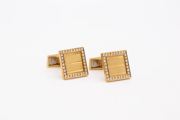 Maison Gerard 1970 Paris 18Kt Yellow Gold Cufflinks With 1.28 Cts Of VS Diamonds