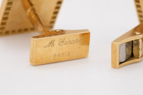 Maison Gerard 1970 Paris 18Kt Yellow Gold Cufflinks With 1.28 Cts Of VS Diamonds