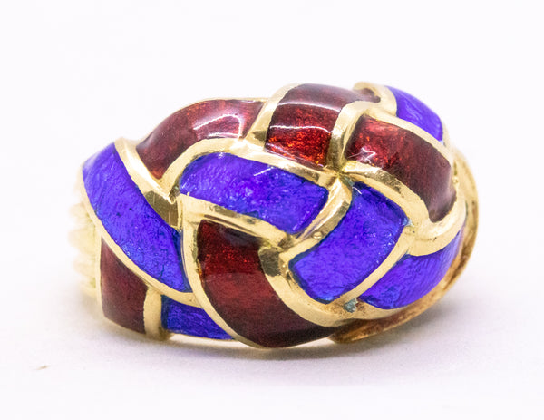 TIFFANY & CO. JEAN SCHLUMBERGER 18 KT VERY RARE RING WITH ENAMEL
