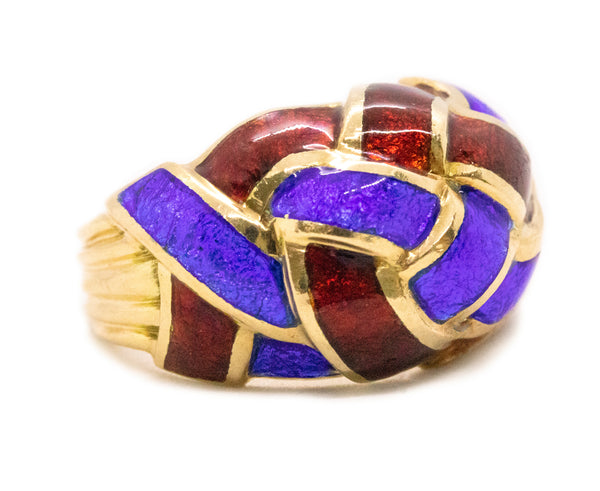 TIFFANY & CO. JEAN SCHLUMBERGER 18 KT VERY RARE RING WITH ENAMEL