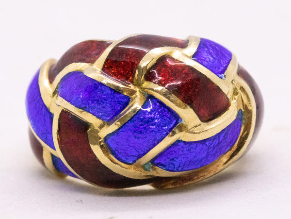 TIFFANY & CO. JEAN SCHLUMBERGER 18 KT VERY RARE RING WITH ENAMEL