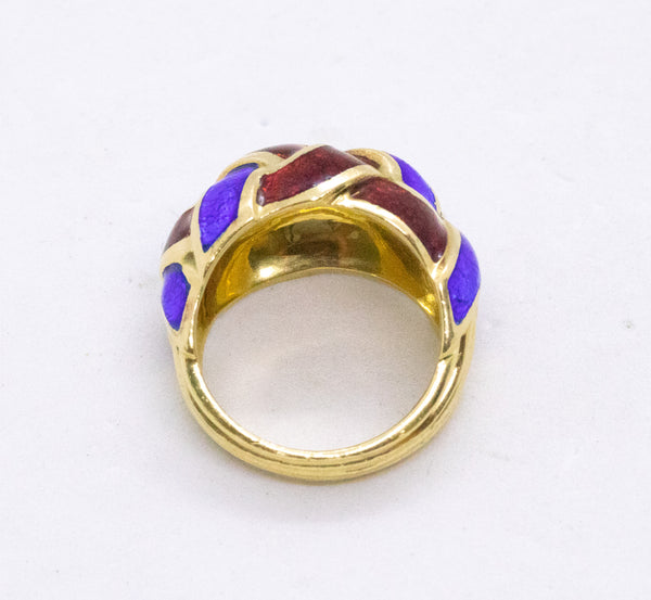 TIFFANY & CO. JEAN SCHLUMBERGER 18 KT VERY RARE RING WITH ENAMEL