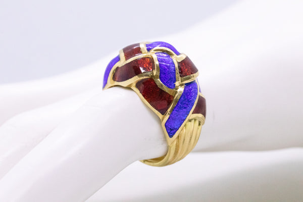 TIFFANY & CO. JEAN SCHLUMBERGER 18 KT VERY RARE RING WITH ENAMEL