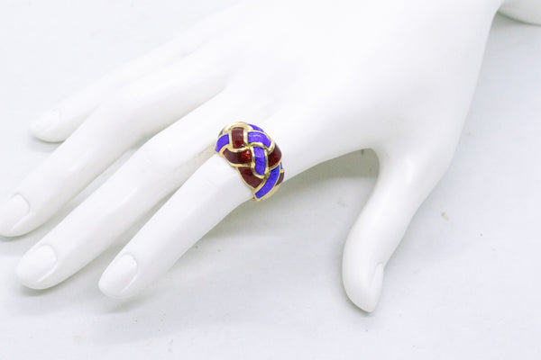 TIFFANY & CO. JEAN SCHLUMBERGER 18 KT VERY RARE RING WITH ENAMEL