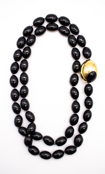 ANGELA CUMMINGS FOR TIFFANY & CO. 18 KT GOLD GEOMETRIC SAUTOIR NECKLACE WITH BLACK JADE
