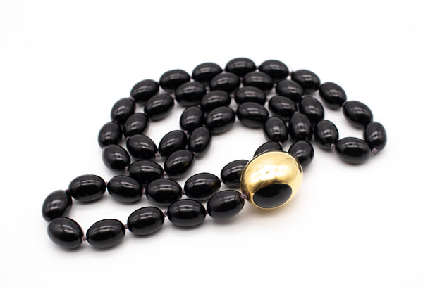 ANGELA CUMMINGS FOR TIFFANY & CO. 18 KT GOLD GEOMETRIC SAUTOIR NECKLACE WITH BLACK JADE
