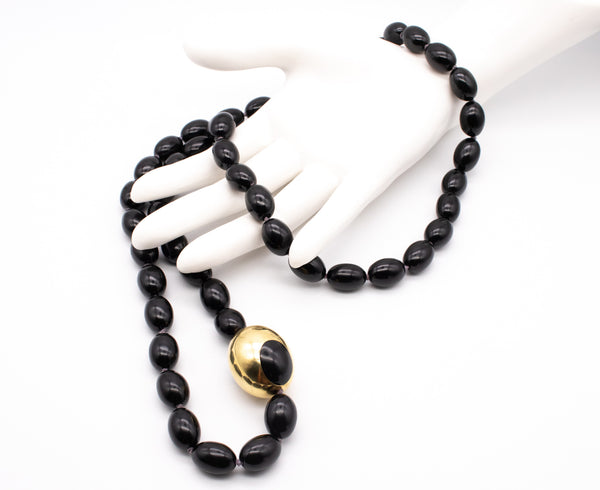 ANGELA CUMMINGS FOR TIFFANY & CO. 18 KT GOLD GEOMETRIC SAUTOIR NECKLACE WITH BLACK JADE