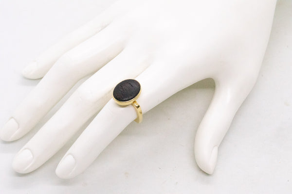 CARTIER PARIS JEAN DINH VAN RARE 1960 18 KT RING WITH ROSE WOOD