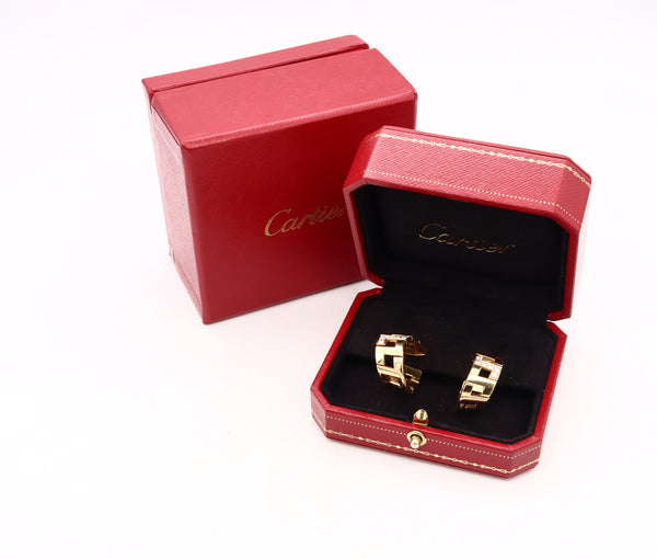 CARTIER Paris 18Kt Gold Etruscan Earrings Hoops With 2.88 Cts In VS Diamonds