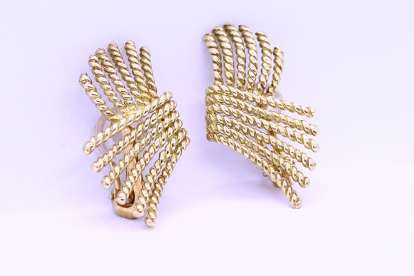 TIFFANY & CO. JEAN SCHLUMBERGER 18 KT GOLD  "V" ROPE EARRINGS