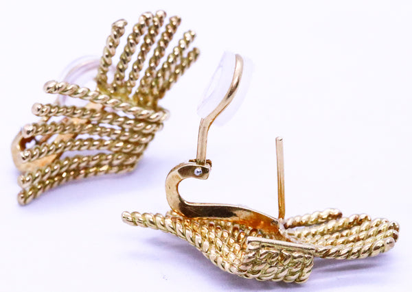 TIFFANY & CO. JEAN SCHLUMBERGER 18 KT GOLD  "V" ROPE EARRINGS