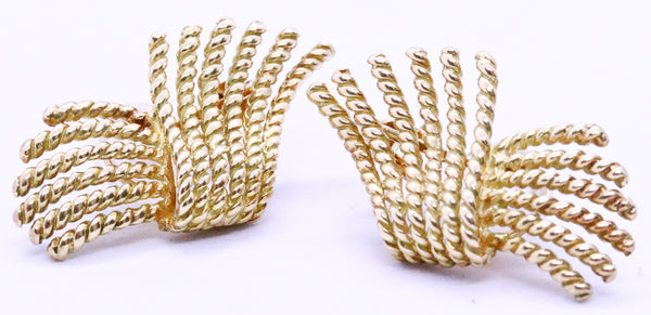 TIFFANY & CO. JEAN SCHLUMBERGER 18 KT GOLD  "V" ROPE EARRINGS