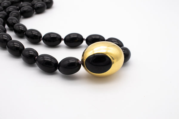 ANGELA CUMMINGS FOR TIFFANY & CO. 18 KT GOLD GEOMETRIC SAUTOIR NECKLACE WITH BLACK JADE