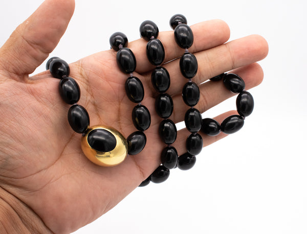 ANGELA CUMMINGS FOR TIFFANY & CO. 18 KT GOLD GEOMETRIC SAUTOIR NECKLACE WITH BLACK JADE