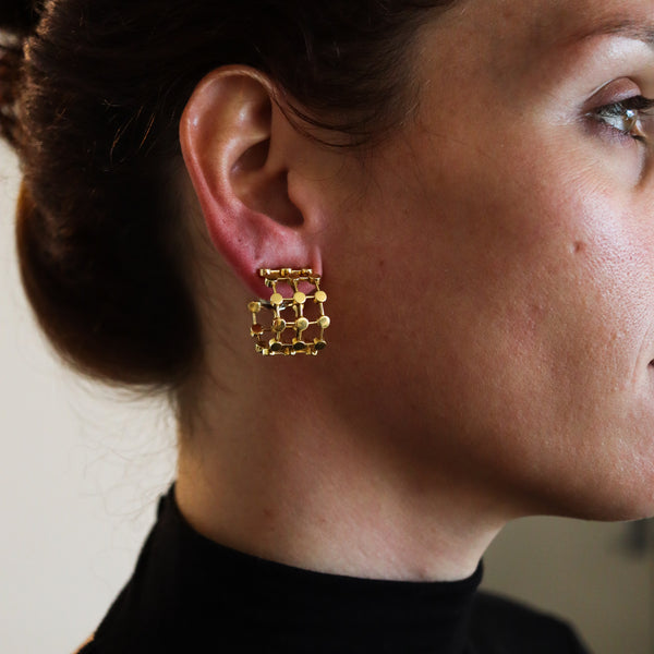 Tiffany & Co. France 1980 Paloma Picasso Geometric Hoop Earrings in 18Kt Yellow Gold