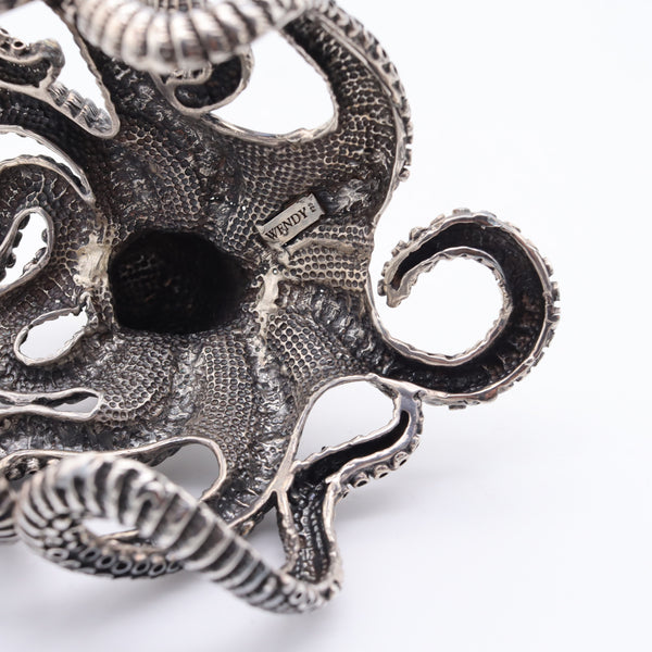 OCTOPUS Italian Sculptural Massive Cuff Bracelet In Solid .925 Sterling Silver.