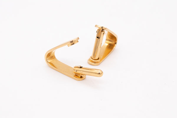 French 1940 Art Deco Geometric Stirrup Cufflinks In Solid18Kt Yellow Gold