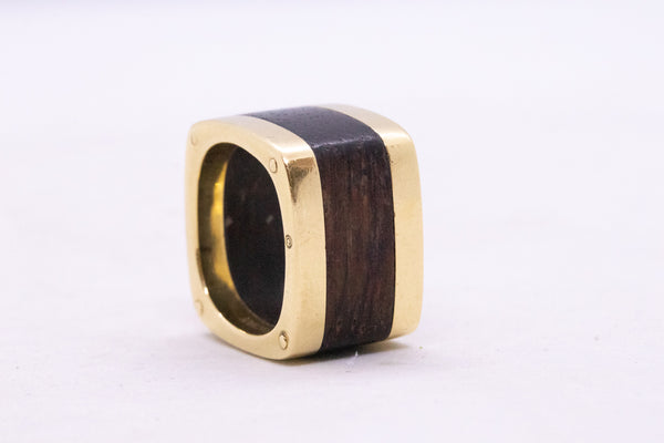 CARTIER PARIS JEAN DINH VAN RARE 1970'S 18 KT RING WITH PALISANDER WOOD
