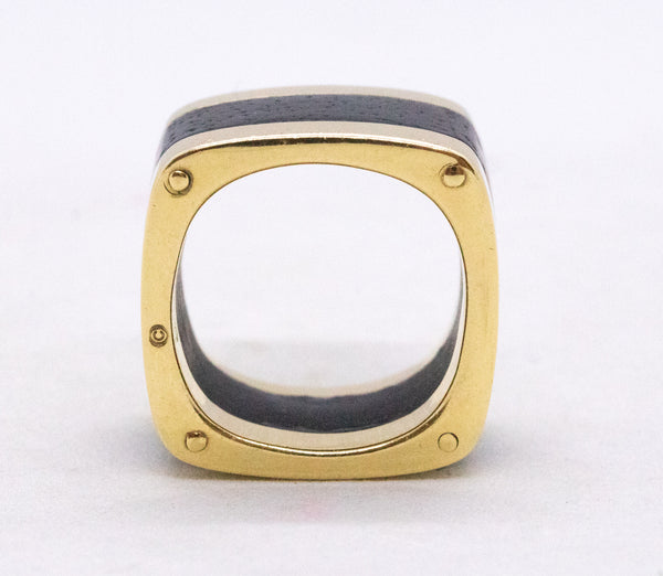 CARTIER PARIS JEAN DINH VAN RARE 1970'S 18 KT RING WITH PALISANDER WOOD