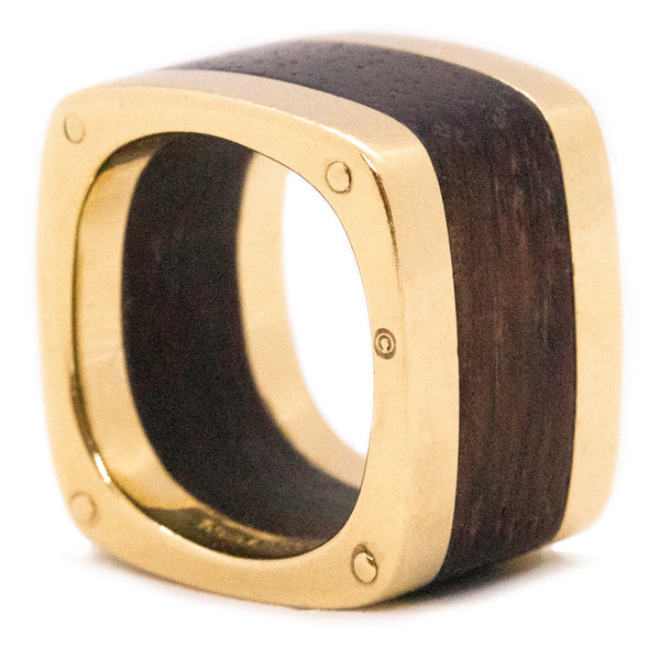 CARTIER PARIS JEAN DINH VAN RARE 1970'S 18 KT RING WITH PALISANDER WOOD