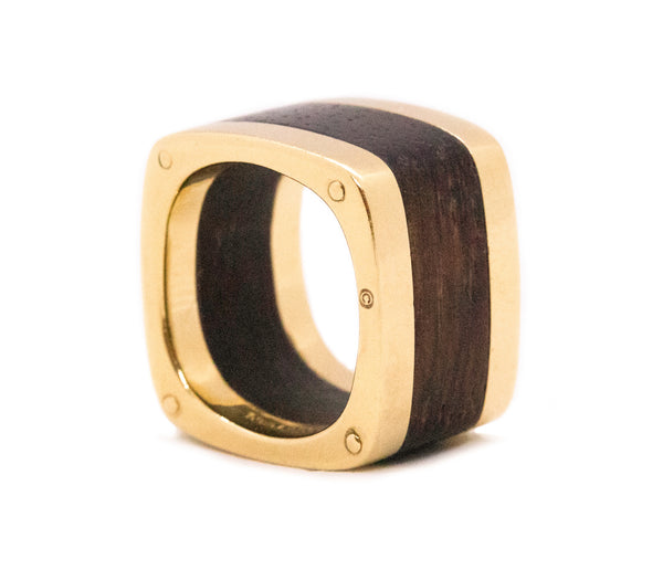CARTIER PARIS JEAN DINH VAN RARE 1970'S 18 KT RING WITH PALISANDER WOOD