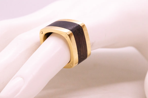 CARTIER PARIS JEAN DINH VAN RARE 1970'S 18 KT RING WITH PALISANDER WOOD