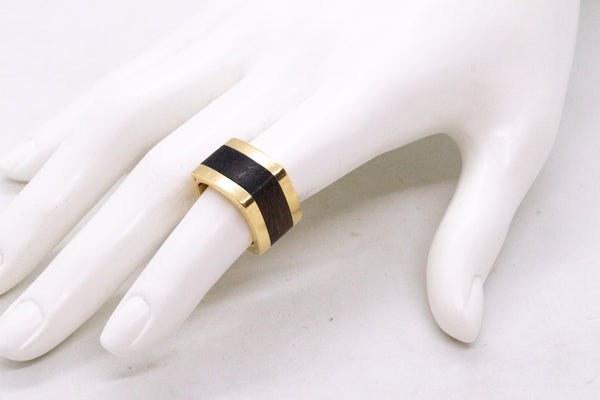 CARTIER PARIS JEAN DINH VAN RARE 1970'S 18 KT RING WITH PALISANDER WOOD