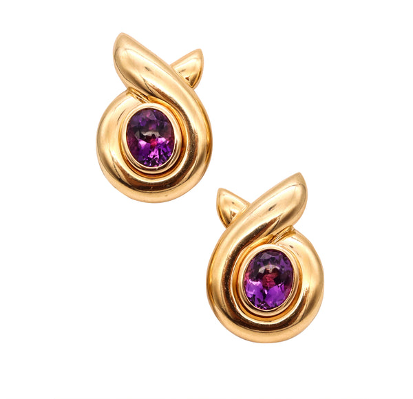Verdura Milan 18Kt Yellow Gold Earrings With 11.8 Cts Of Vivid Purple Amethyst