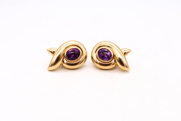 Verdura Milan 18Kt Yellow Gold Earrings With 11.8 Cts Of Vivid Purple Amethyst