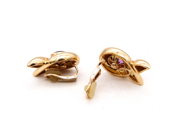 Verdura Milan 18Kt Yellow Gold Earrings With 11.8 Cts Of Vivid Purple Amethyst