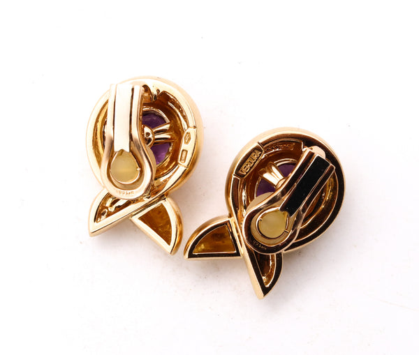 Verdura Milan 18Kt Yellow Gold Earrings With 11.8 Cts Of Vivid Purple Amethyst
