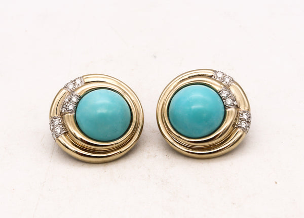 Charles Turi New York Clip Earrings In 18Kt White Gold With 25.94 Cts In Diamonds & Turquoises
