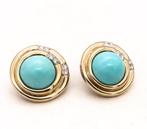 Charles Turi New York Clip Earrings In 18Kt White Gold With 25.94 Cts In Diamonds & Turquoises