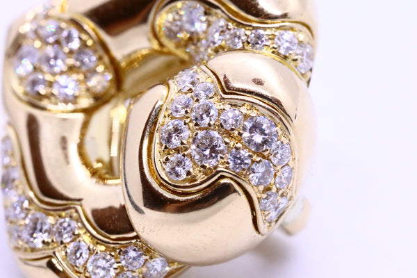 MARINA B. 18 KT GOLD EARRINGS "PARDY PAVE" DIAMONDS CLIPS & POST