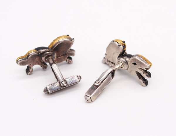 Germany 1970 Menuki Cufflinks With Japanese Shakudo In Sterling Silver 24Kt And Bronze