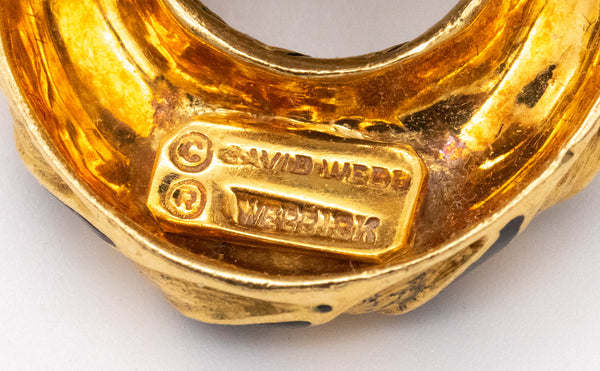 DAVID WEBB 1970 NEW YORK 18 KT GOLD DOOR KNOCKERS EARRINGS WITH ENAMEL