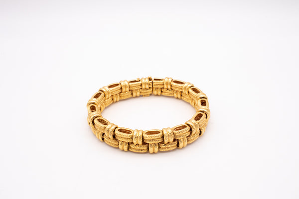 HERMES PARIS 1970'S VINTAGE 18 KT YELLOW GOLD TEXTURED RARE BRACELET
