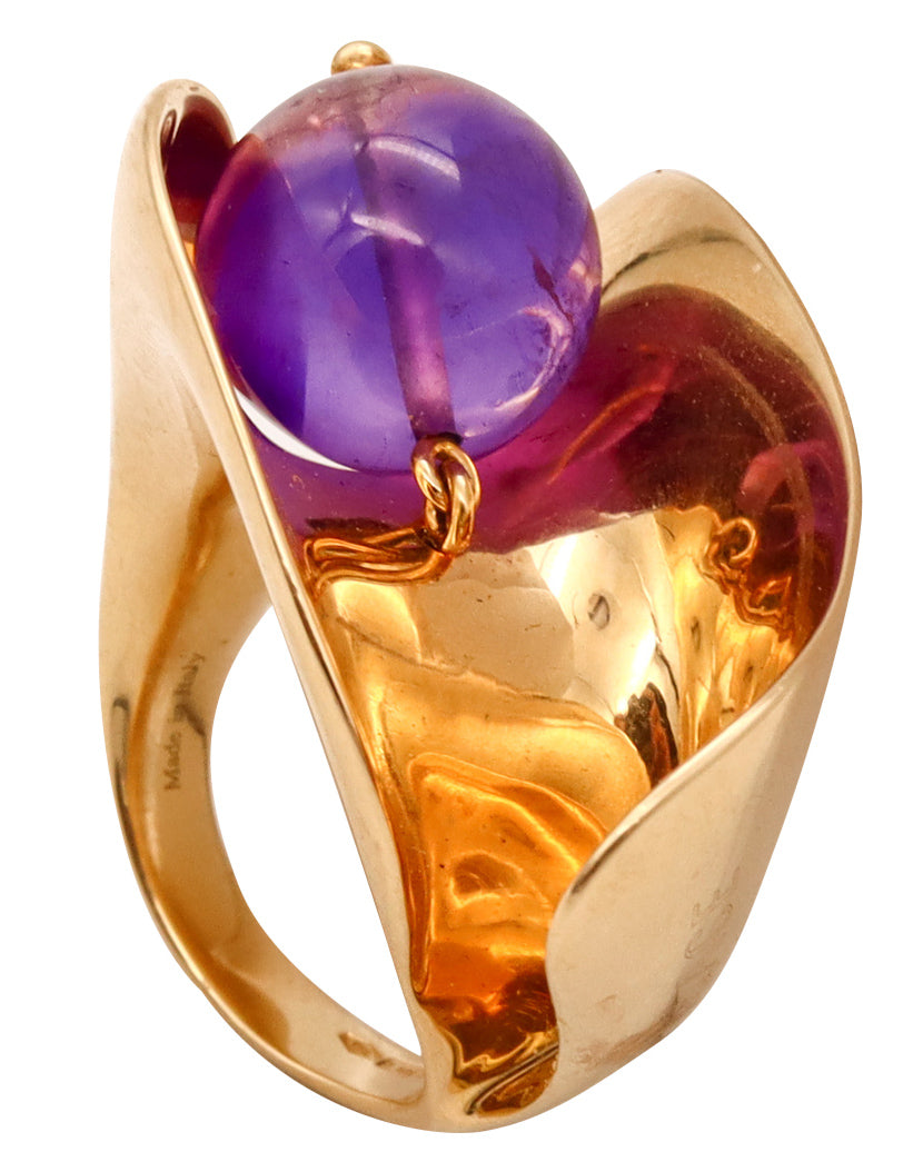 Versace Milan 18 kt yellow gold kinetic sculptural swivel ring