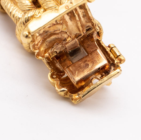 HERMES PARIS 1970'S VINTAGE 18 KT YELLOW GOLD TEXTURED RARE BRACELET