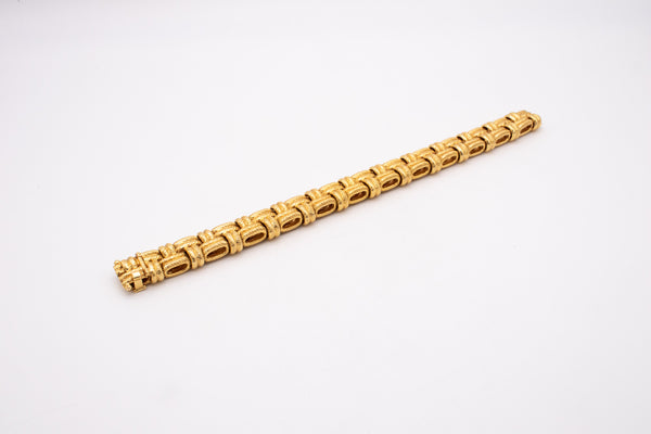 HERMES PARIS 1970'S VINTAGE 18 KT YELLOW GOLD TEXTURED RARE BRACELET