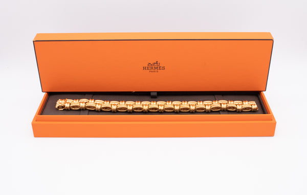 HERMES PARIS 1970'S VINTAGE 18 KT YELLOW GOLD TEXTURED RARE BRACELET