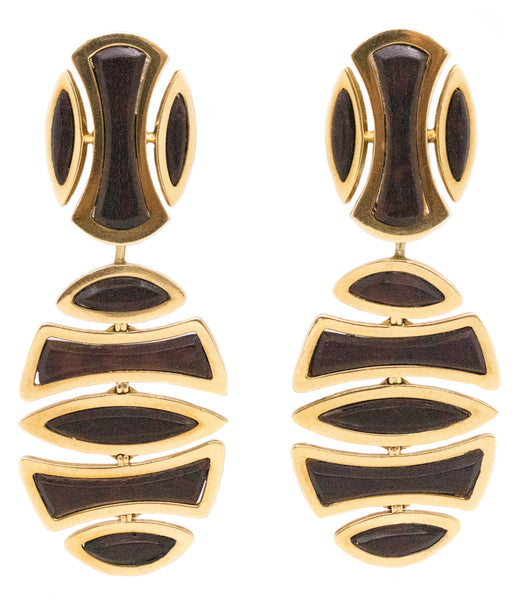 VAN CLEEF & ARPELS PARIS 18 KT DAY AND NIGHT "OSAKA" EARRINGS WITH ROSE WOOD