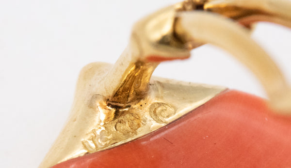TIFFANY & CO. BY ANGELA CUMMINGS 18 KT YELLOW GOLD PETALS EARRINGS IN CORAL
