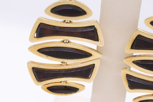 VAN CLEEF & ARPELS PARIS 18 KT DAY AND NIGHT "OSAKA" EARRINGS WITH ROSE WOOD