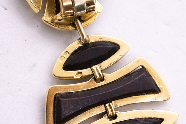 VAN CLEEF & ARPELS PARIS 18 KT DAY AND NIGHT "OSAKA" EARRINGS WITH ROSE WOOD