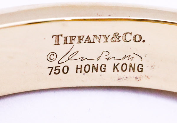 TIFFANY & CO ELSA PERETTI 18 KT YELLOW GOLD SEVILLANA CUFF BRACELET WITH GREEN JADE